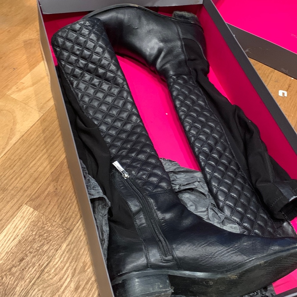 Vince camuto black Justina quilted over the knee boots, size 9